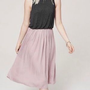 Loft Cotton top and silk bottom midi dress